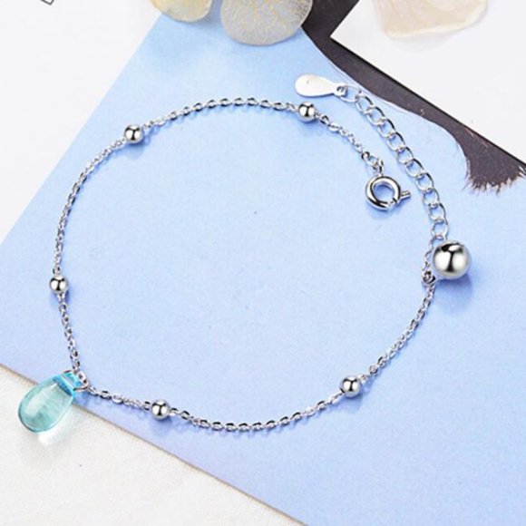 NEW 925 Sterling Silver Crystal Waterdrop Bracelet - Picture 5 of 6